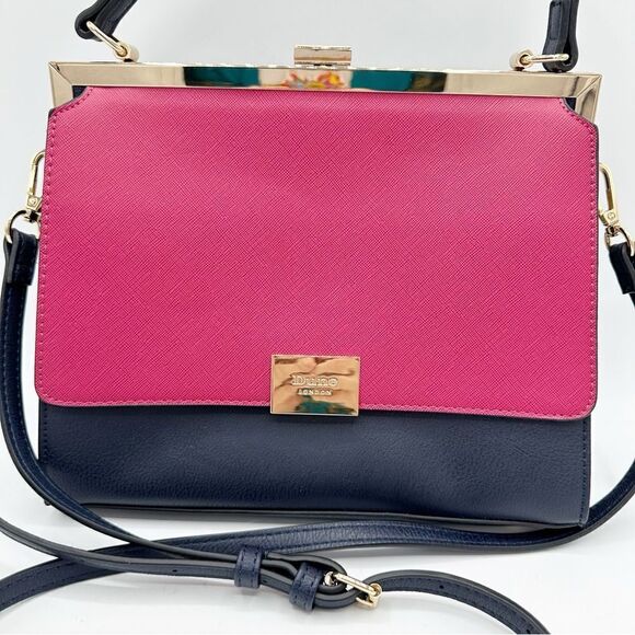 Dune London Pink/Blue Color-block Convertible Structured Satchel/Crossbody Bag - Picture 3 of 11